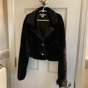 Luxurious black faux fur jacket